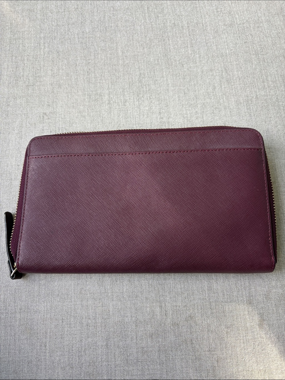 Kate Spade New York Deep Plum (Eggplant) Saffiano Leather Zip Around Wallet - Picture 4 of 9